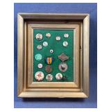Framed Antique Political Buttons & Medals