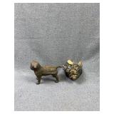 Antique Cast Iron Dog Still Bank & Animal Head