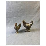 Antique Rooster and Hen Cast Iron Banks