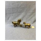 Gold Painted Horse Cast Iron Banks, Pair