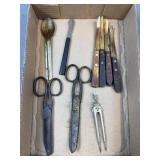 Assorted Household Utensils, Shears & Compass