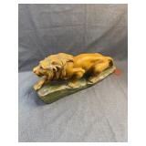 Hand-Carved Wooden Prowling Lion Figurine