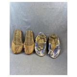 Beaded Leather Moccasins & Straw Sandals Lot