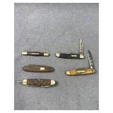 Five Pocket Knives & Stanley Tape Measure