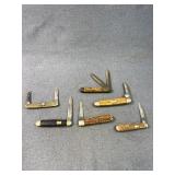 Six Antique Bone & Stag Pocket Knives