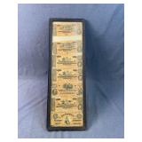 Framed CSA Banknotes Civil War Currency