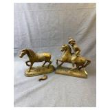 Antique Style Gilt Horse & Rider Figurines