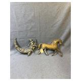 Cast Metal Horse & Cherub on Moon Plaques
