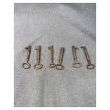 Collection of Six Antique Brass Skeleton Keys