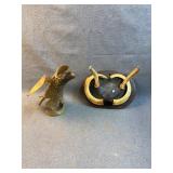 Carved Horn Bird & Mounted Antler Tusk Plaque