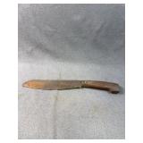 Carbon Steel Bowie Knife with Carved Wood Handle