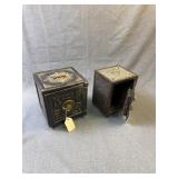Antique Cast Iron Royal Safe & Crown Toy Banks