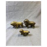Antique Cast Iron Lion Still Banks, Trio