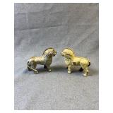 Antique Cast Iron Lion Still Banks, Pair