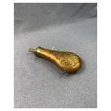 Antique Embossed Brass Black Powder Flask