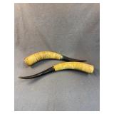 Antique Carved Folk Art Horns Signed Mochary 1910
