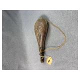 Antique Civil War Leather/Brass Powder Flask