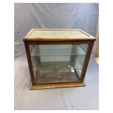 Antique Oak Countertop Glass Display Cabinet