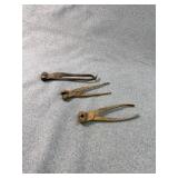 Three Antique Hand Forged Iron Bullet Molds