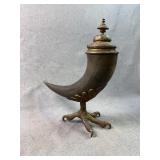 19th Century Gilt Brass Mounted Horn Cornucopia