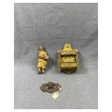Antique Wall Pocket Match Holder & Hardware