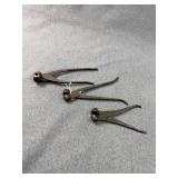 Trio of Antique Cast Iron Handheld Bullet Molds