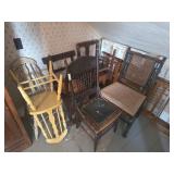 9 Wooden Chairs & Baby Bed