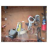 Wall Lot: Clamps, Vise Grips & Welding Mask
