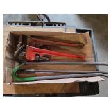 2 Wrecking Bars, 2 Pipe Wrenches