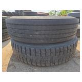 2 Tires; 1 Goodyear G39ALHS, 1 Bridgestone 11R22.5