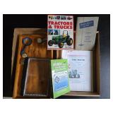 Tractor Books, Watches, Wooden Tray
