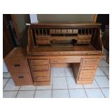 Roll Top Desk 54'x28'x49'H and 2 Drawer Filing