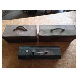 3 Empty Metal Tool Boxes