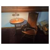 Side table, Desk Lamp, Wood Rocker