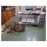 Hamilton Beach Toaster Oven and 2 Glass Pots