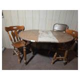 Table and 2 chairs 36'x50' and Folding Chair