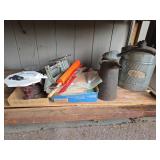 Bottom Shelf Contents Right Side; Scales, Oil Cans