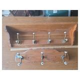 2 Wood Coat Hooks (1 w/Shelf)