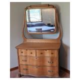 Oak Dresser W/Mirror Dovetail Drawers