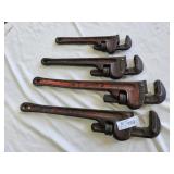 4 Pipe Wrenches, 18, 10 & 14
