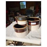 Cream & Brown Crocks (4)