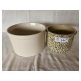Roseville 1qt Sponge Blue & Cream Crock