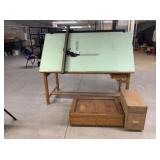 42' x 7' Oak Drafting Table w/Arm