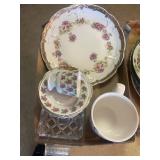 Bavarian Floral Porcelain Platter & Berry Bowls