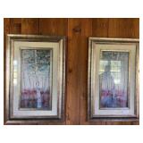 Framed Birch Tree Landscape Prints Diptych