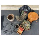 Oak Table & Plant Stand Home Decor Assortment
