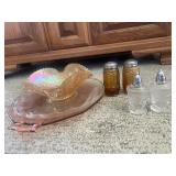 Marigold Carnival Glass Bowl & Tableware Set