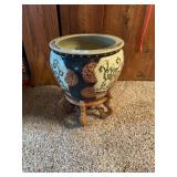 Chinese Porcelain Fish Bowl Planter with Stand