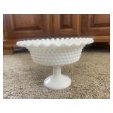Hobnail Milk Glass Pedestal Compote Bowl