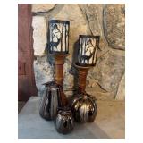 Wooden Candle Holders & Mercury Glass Pumpkins